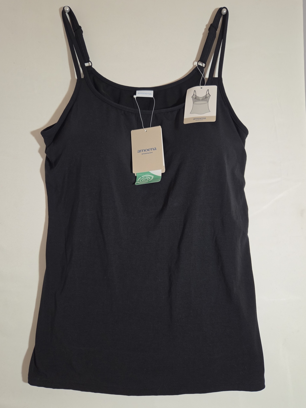 NWT Amoena Valletta Black Pocketed Camisole Shelf Bra Top US 14 Tencel Modal